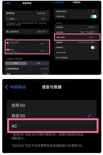 正镶白苹果手机维修分享iPhone14如何切换4G/5G? iPhone14 5G网络切换方法 